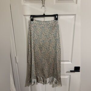 Zara Cream and Blue Floral Maxi Skirt